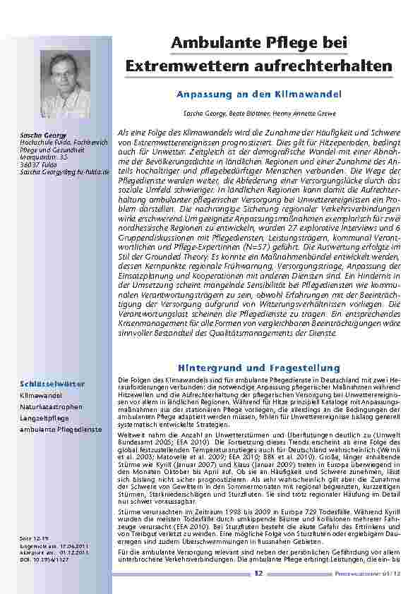 Ambulante Pflege bei Extremwettern aufrechterhalten – Anpassung an den Klimawandel
