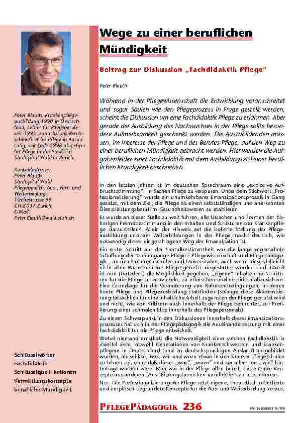 Wege zu einer beruflichen Mündigkeit