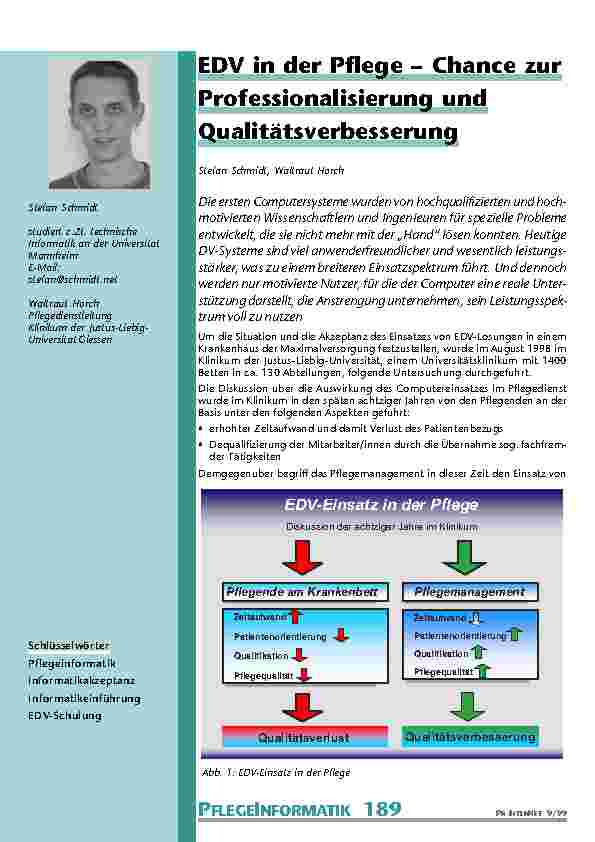 EDV in der Pflege - Chance zur Professionalisierung und Qualitätsverbesserung