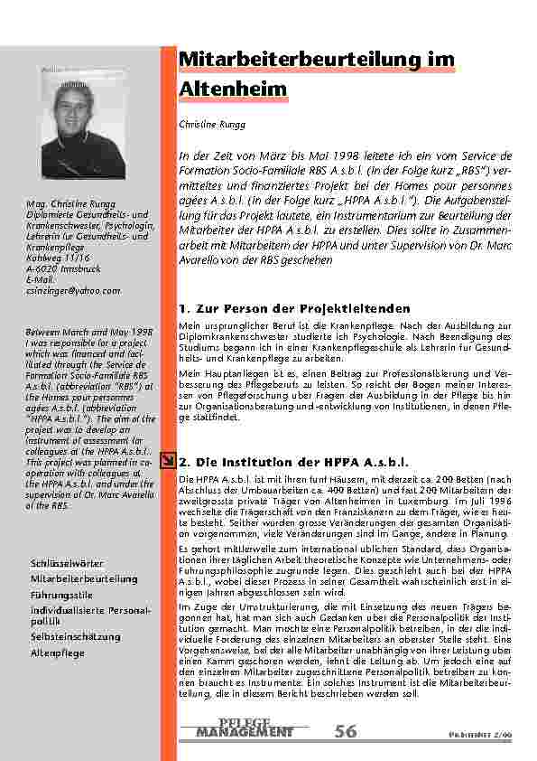 Mitarbeiterbeurteilung im Altenheim