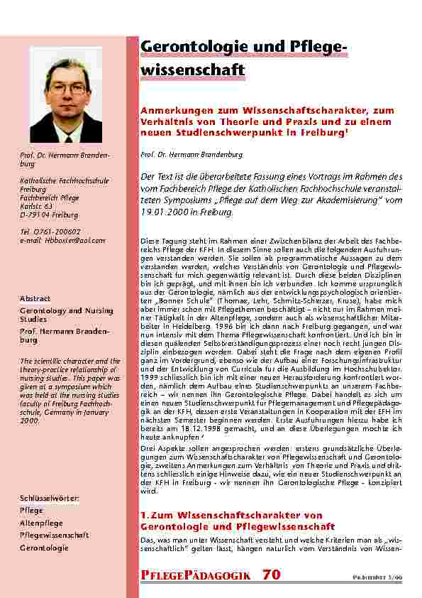 Gerontologie und Pflege-wissenschaft