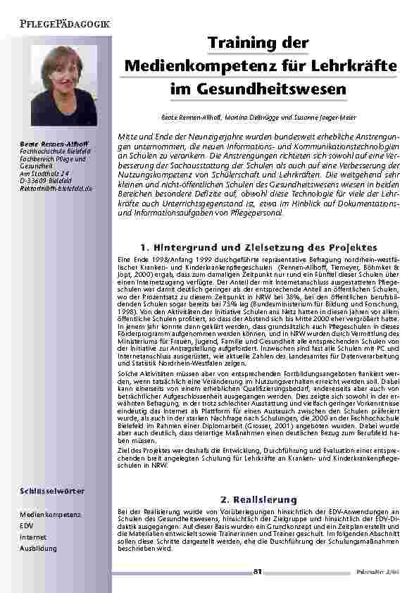 [doc_200689] Training derMedienkompetenz für Lehrkräfteim Gesundheitswesen