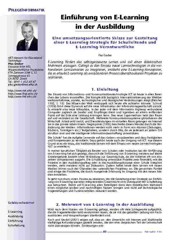 Einführung von E-Learningin der Ausbildung