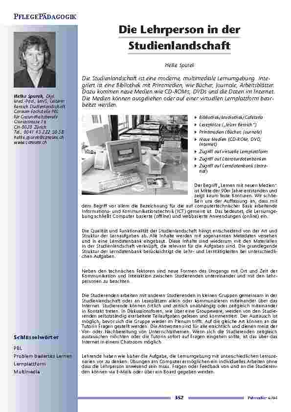 Die Lehrperson in derStudienlandschaft