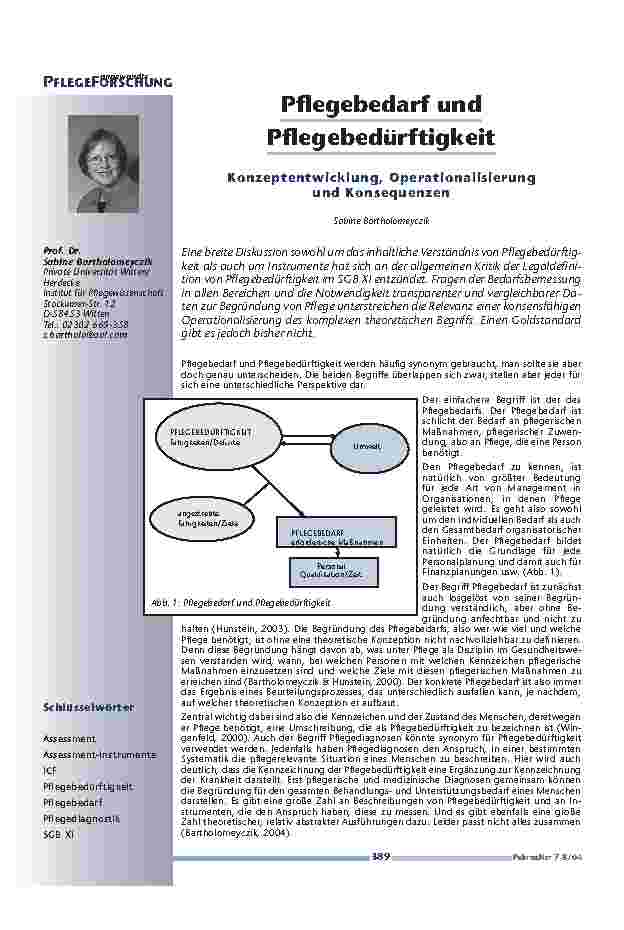 Pflegebedarf und Pflegebedürftigkeit