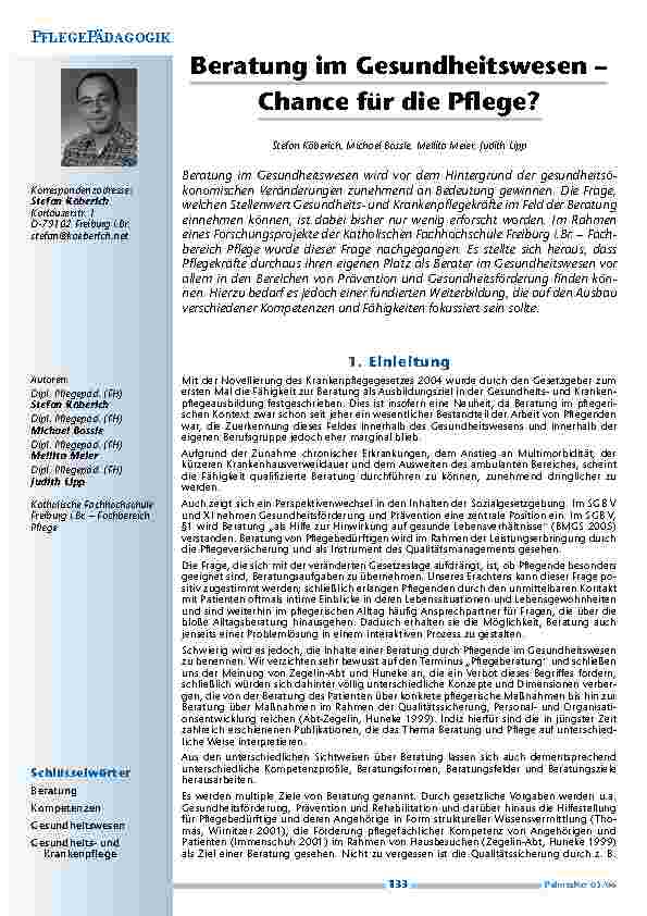 Beratung im Gesundheitswesen – Chance für die Pflege?