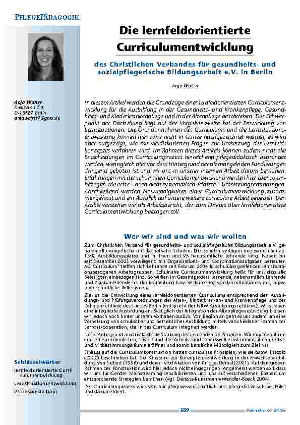 Die lernfeldorientierte Curriculumentwicklung