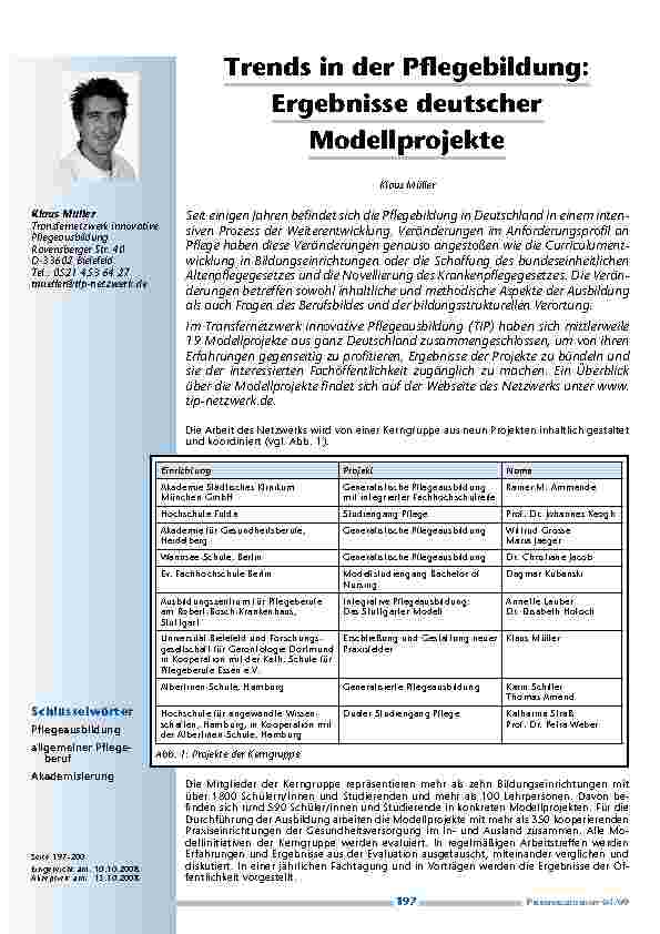 Trends in der Pflegebildung: Ergebnisse deutscher Modellprojekte