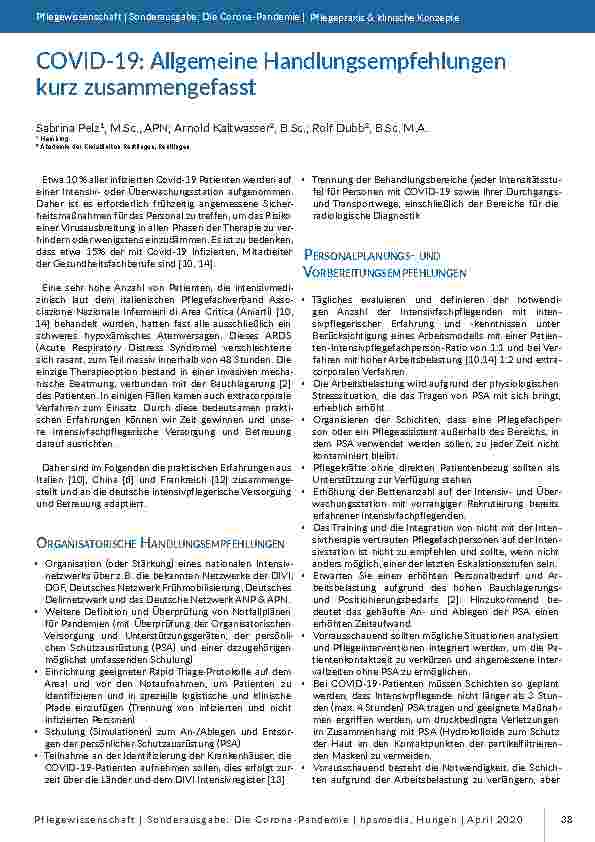 COVID-19: Allgemeine Handlungsempfehlungen kurz zusammengefasst