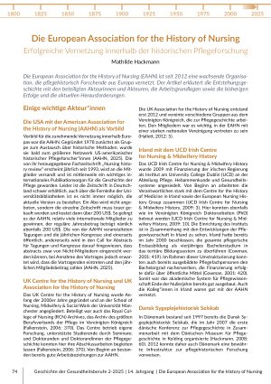 [doc_569197] Die European Association for the History of Nursing Erfolgreiche Vernetzung innerhalb der historischen Pflegeforschung