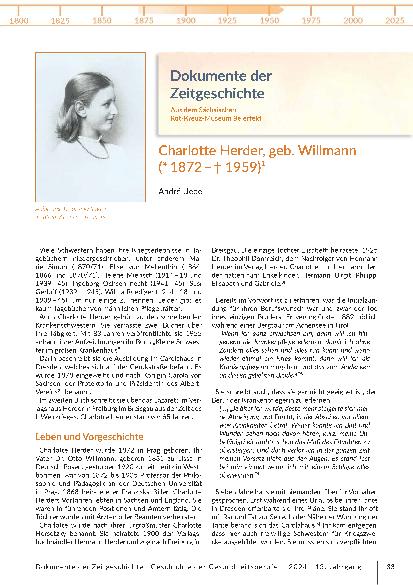 Dokumente der Zeitgeschichte Charlotte Herder, geb. Willmann (* 1872 – † 1959)¹
