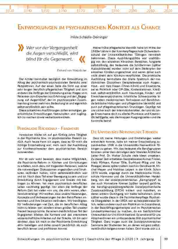 Entwicklungen im psychiatrischen Kontext als Chance