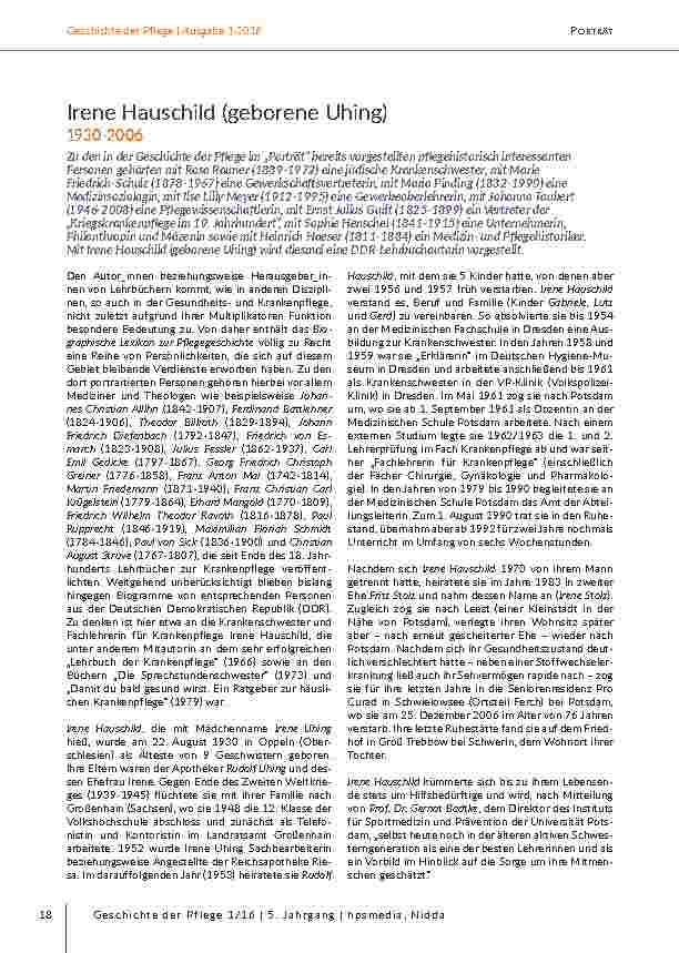 Portrait: Irene Hauschild (geborene Uhing)