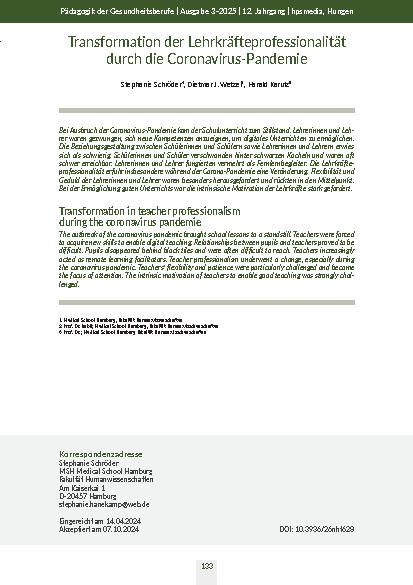 Transformation der Lehrkräfteprofessionalität durch die Coronavirus-Pandemie