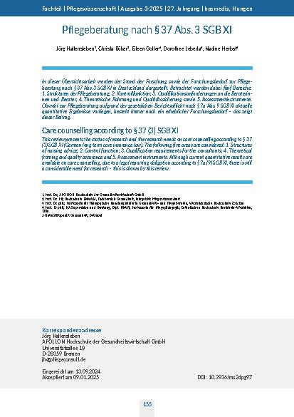 Pflegeberatung nach § 37 Abs. 3 SGB XI