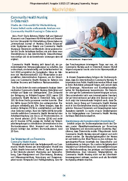 Nachrichten Community Health Nursing in Österreich