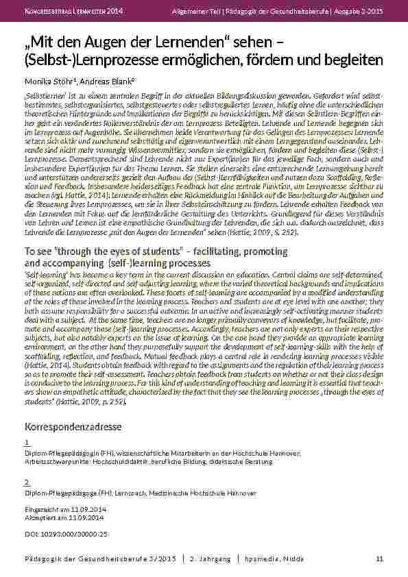 „Mit den Augen der Lernenden“ sehen – (Selbst-)Lernprozesse ermöglichen, fördern und begleiten