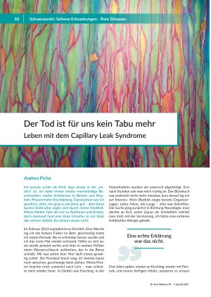 Der Tod ist für uns kein Tabu mehr Leben mit dem Capillary Leak Syndrome