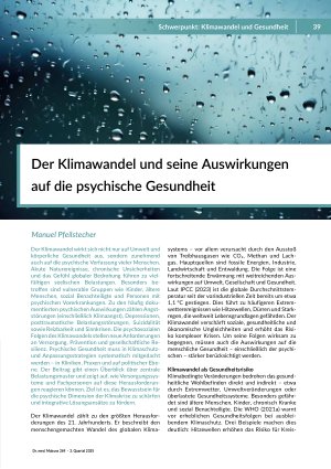 Der Klimawandel und seine Auswirkungen auf die psychische Gesundheit