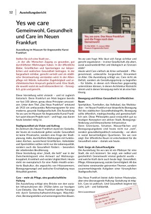 Yes we care Gemeinwohl, Gesundheit und Care im Neuen Frankfurt