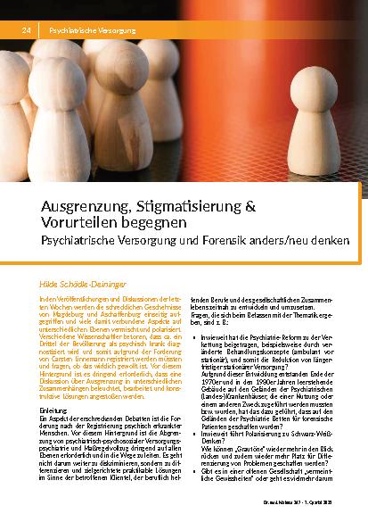 Ausgrenzung, Stigmatisierung & Vorurteilen begegnen. Psychiatrische Versorgung und Forensik anders/neu denken