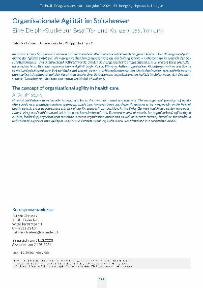 Organisationale Agilität im Spitalwesen: Eine Delphi-Studie zur Begriffsund Konzeptbestimmung