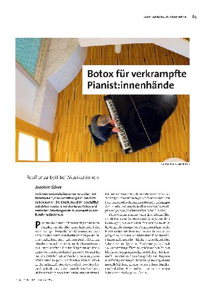 Botox für verkrampfte Pianist:innen - Resilienzarbeit bei Musiker:innen