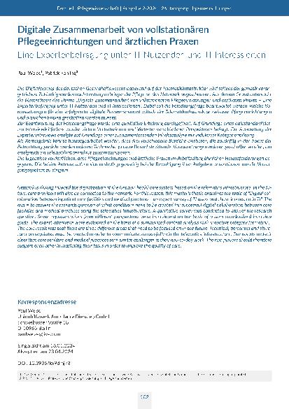 Digitale Zusammenarbeit von vollstationären Pflegeeinrichtungen und ärztlichen Praxen: Eine Expertenbefragung unter TI-Nutzenden und TI-Interessierten
