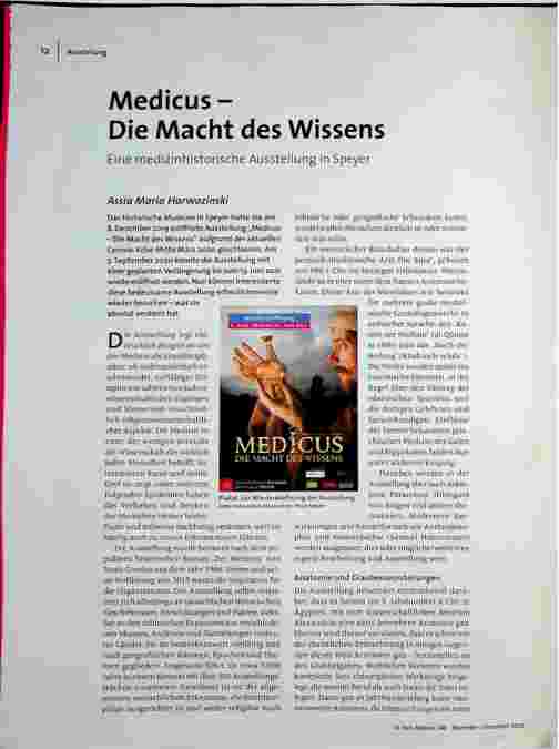 Medicus - Die Macht des Wissens. Eine medizinhistorische Ausstellung in Speyer.