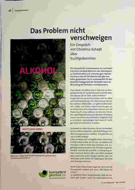 Das Problem nicht verschweigen: Ein Gespräch mit Christina Schadt über Suchtprävention