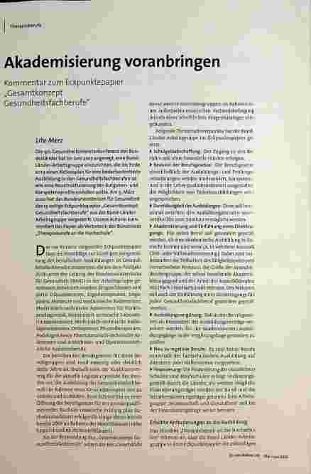 Akademisierung voranbringen Kommentar zum Eckpunktepapier „Gesamtkonzept Gesundheitsfachberufe"