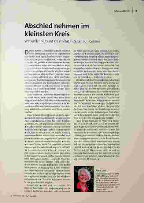 Abschied nehmen im kleinsten Kreis. Verbundenheit und Kreativität in Zeiten von Corona.