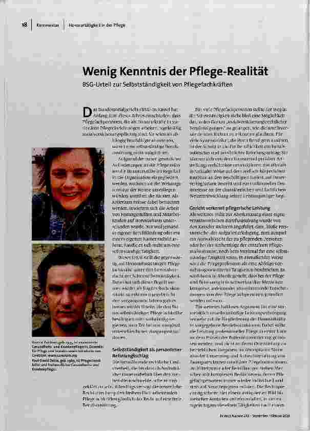 Wenig Kenntnis der Pflege-Realität