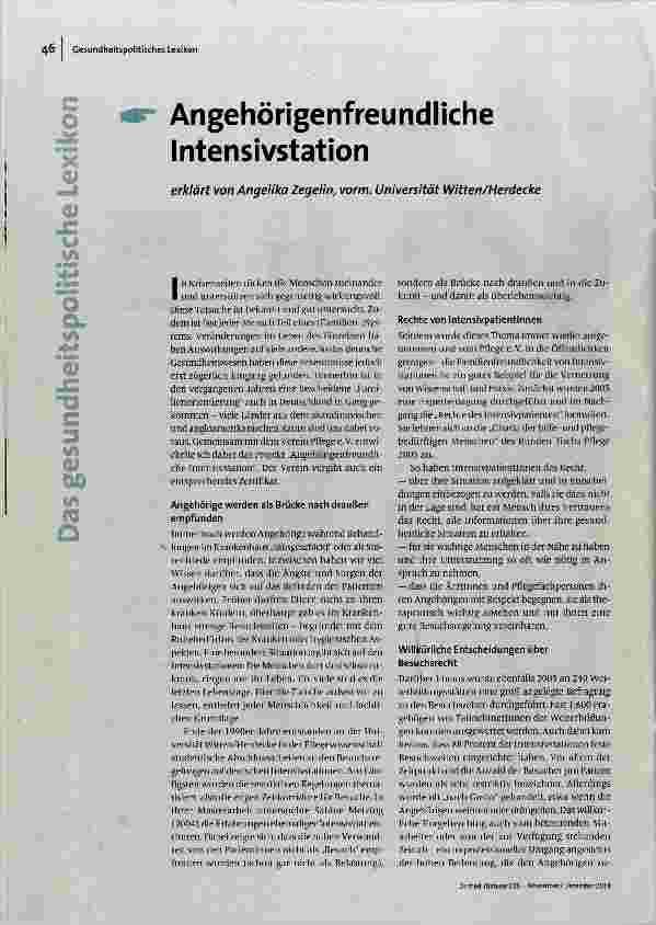 Angehörigenfreundliche Intensivstation