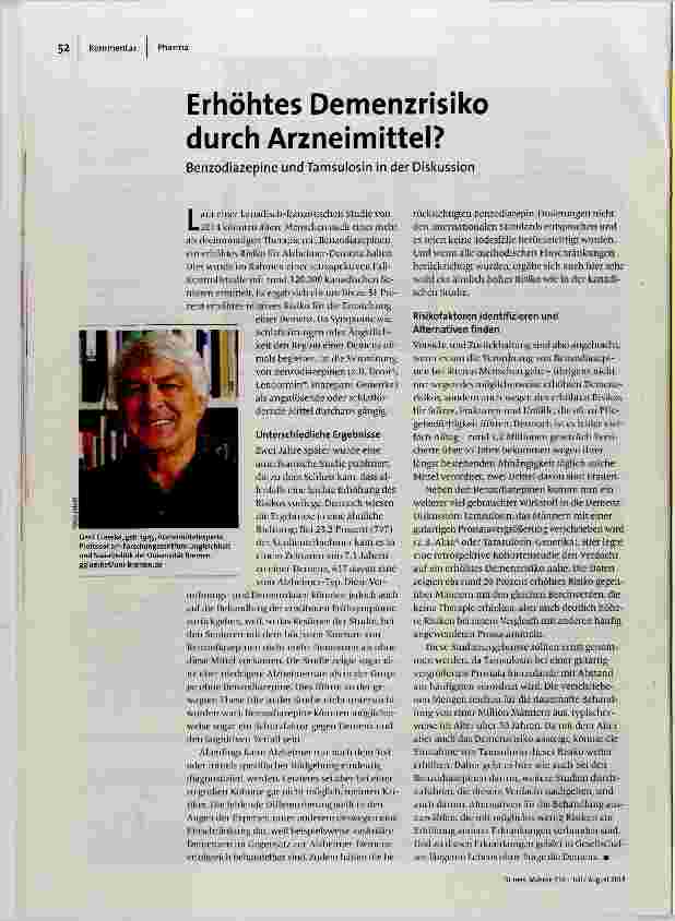 Erhöhtes Demenzrisiko durch Arzneimittel?