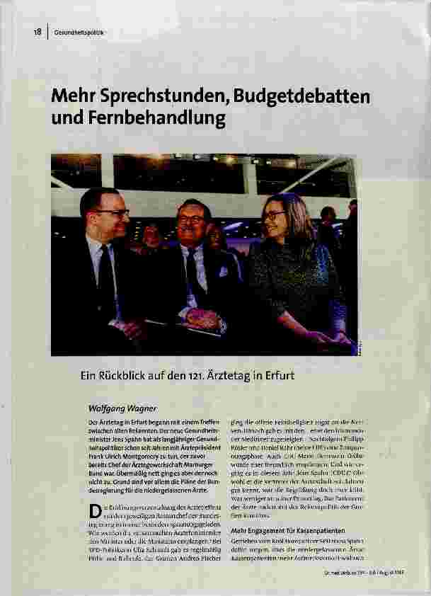 Mehr Sprechstunden, Budgetdebatten und Fernbehandlung