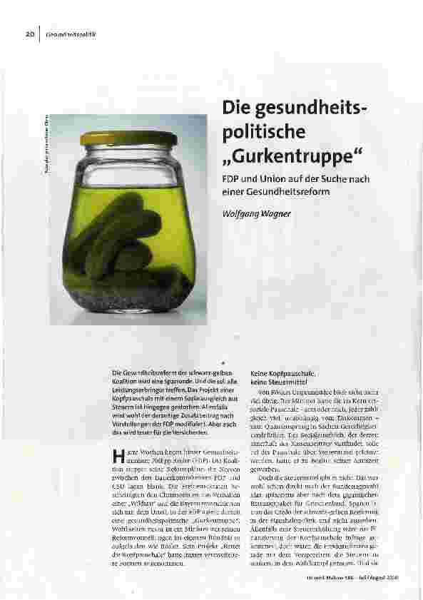 Die gesundheitspolitische „Gurkentruppe