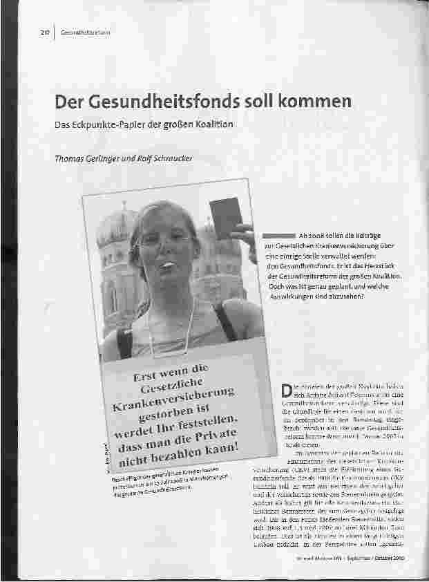 Der Gesundheitsfonds soll kommen - Das Eckpunkte-Papier der großen Koalition