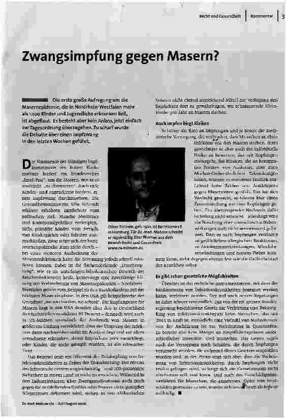 Zwangsimpfung gegen Masern?