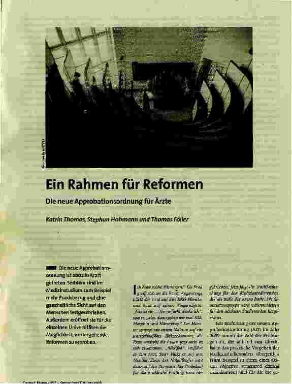 Ein Rahmen für Reformen. Die neue Approbationsordnung für Ärzte