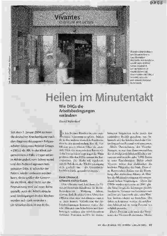 Heilen im Minutentakt Wie DRGs die Arbeitsbedingungen verändern