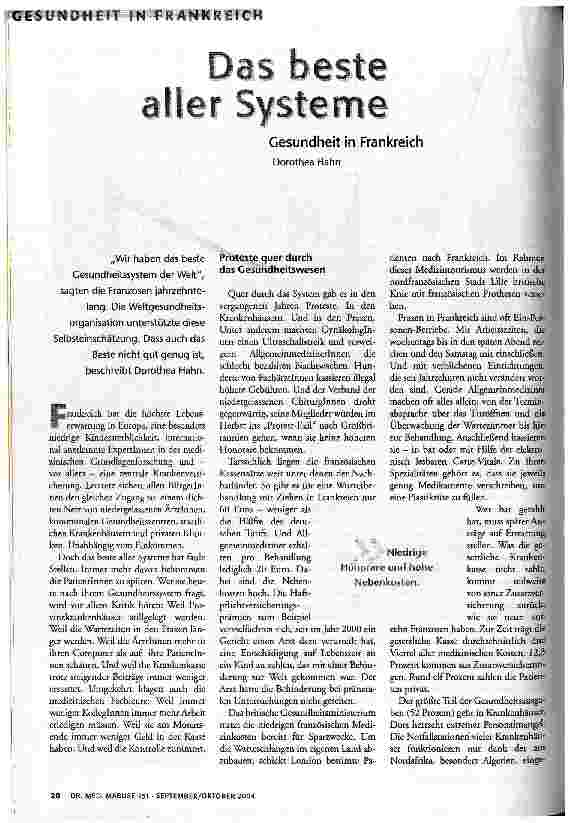 Das beste aller Systeme. Gesundheit in Frankreich
