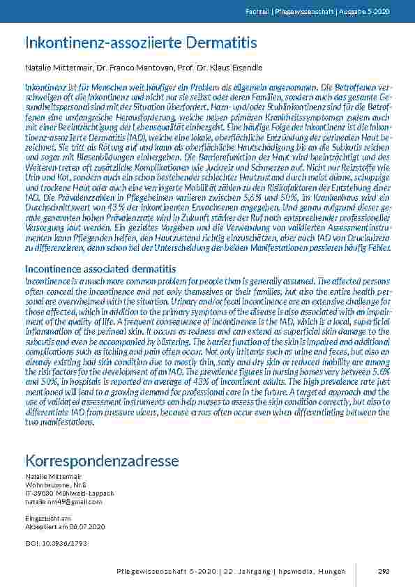 Inkontinenz-assoziierte Dermatitis