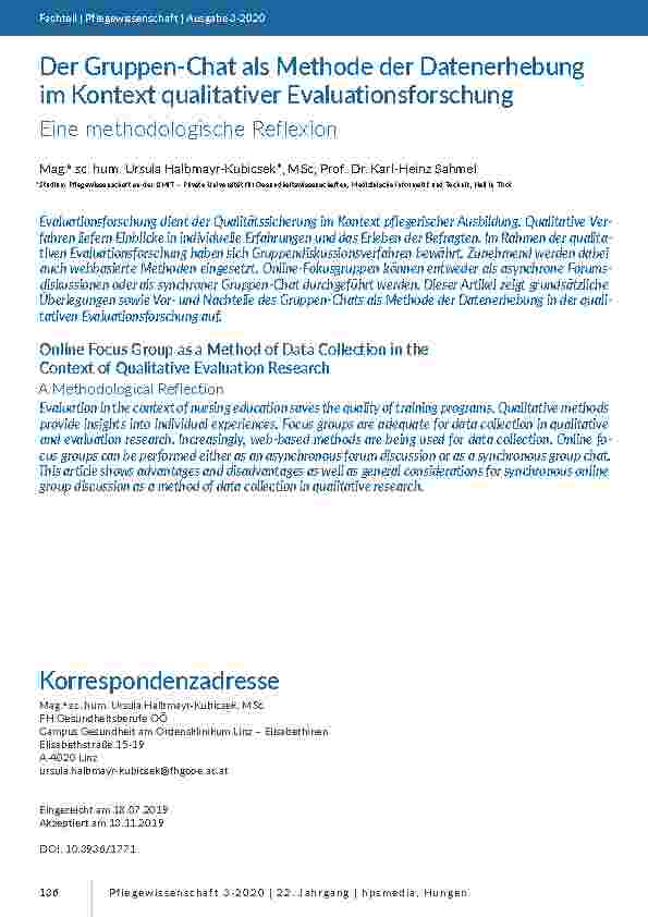 Der Gruppen-Chat als Methode der Datenerhebung im Kontext qualitativer Evaluationsforschung. Eine methodologische Reflexion.