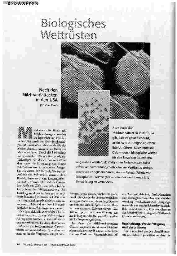 Biologisches Wettrüsten Nach den Milzbrandattacken in den USA