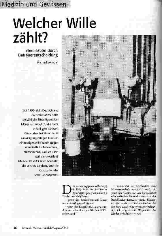 Welcher Wille zählt? Sterilisation durch Betreuerentscheidung