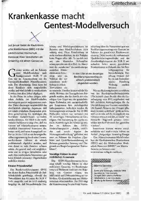 Krankenkasse macht Gentest-Modellversuch