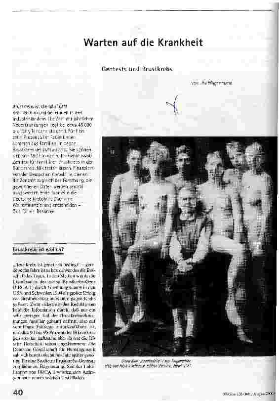 Warten auf die Krankheit Gentests und Brustkrebs