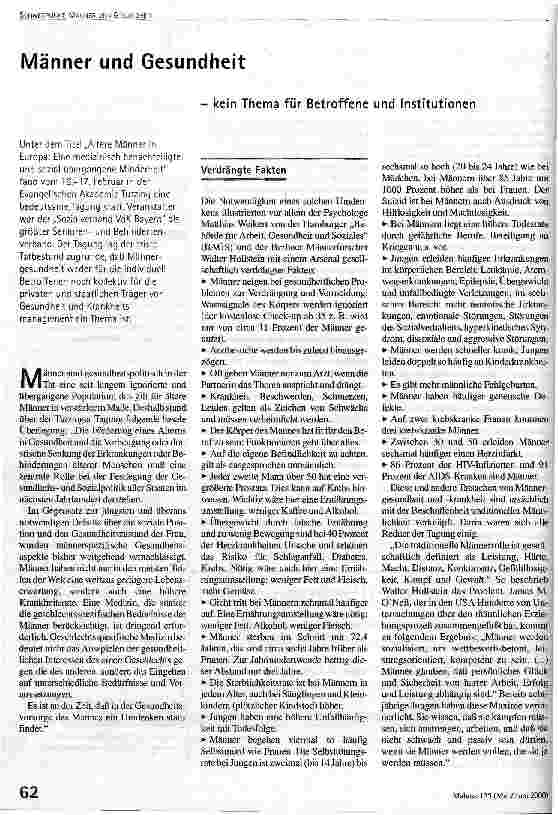 Männer und Gesundheit - kein Thema für Betroffene und Institutionen