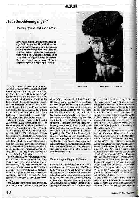Todesbeschleunigungen Prozeß gegen NS-Psychiater in Wien